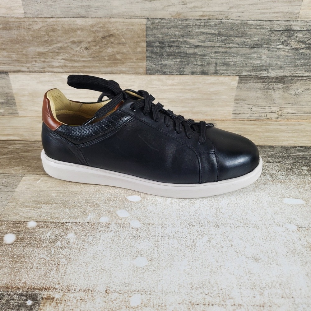 Florsheim Social Mens Shoes Sz 9 M Running Black White Leather Lace Up Sneakers